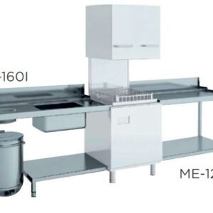 Mesa de prelavado entrada derecha dim.1200x750x850h con estante con aro desbarazado mm MPD-120D