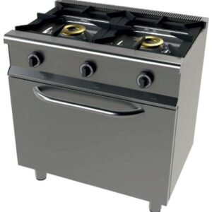 Cocina a gas con horno GN1/1 4,5 Kw, 2 fuegos 8+8 Kw SerIe 550 JUNEX con medidas 800x550x850h mm 6201/1