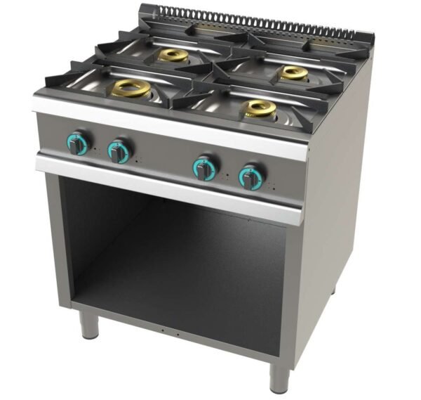 Cocina a gas con mueble de 4 fuegos 8+4,5+6+6 Kw SerIe 700 JUNEX con medidas 800x730x900h mm FO7N400