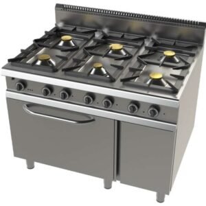 Cocina a gas con mueble 6 fuegos 2X8+4,5+3x6 Kw Serie 900 JUNEX con medidas 1200x900x900h mm 9600/3