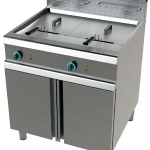 Freidora a gas 2 cuba limpia de 17+17 litros con 16+16Kw Serie 700 JUNEX con medidas 800x730x900h mm FG7N217