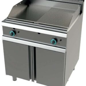 Fry tops a gas acero laminado placa lisa con mueble Serie 900 JUNEX con medidas 800x900x900h mm FT9C0LL