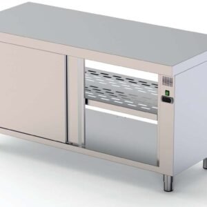 Mesa Caliente Acero Inoxidable Central Fondo 700 Con Puerta Corredera A 1 Cara 1800x700x850h mm HFTC170180SD