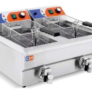 Freidora Eléctrica 12+12 litros CON Grifo de 686x530 x385h mm PEKIN EF-162V