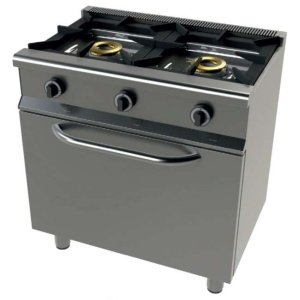 Cocina a gas con horno GN1/1 4,5 Kw, 2 fuegos 8+8 Kw SerIe 550 JUNEX con medidas 800x550x850h mm 6201/1