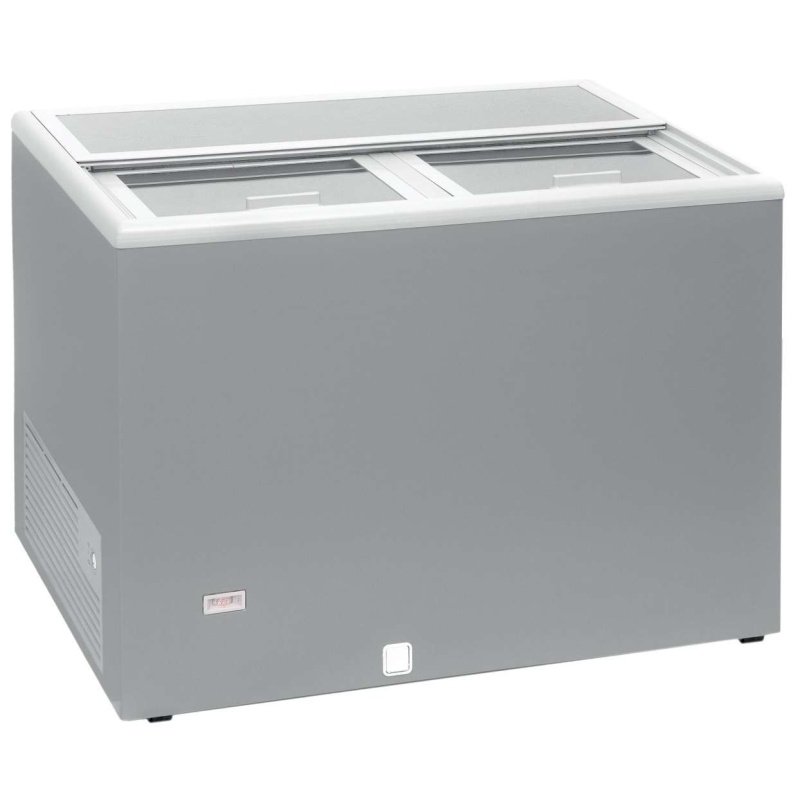 Enfriador de Botellas 400 litros Puertas Inox de 1280 x670 x880h mm con ruedas AVEIRO AGF400 (COLOR GRIS)