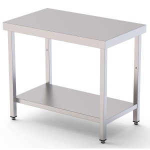Mesa de Trabajo Acero inoxidable Central Con 1 Estante 800x500x850h mm WTC150080S1