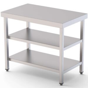 Mesa de Trabajo Acero inoxidable Central Con 2 Estante 1000x500x850h mm WTC150100S2