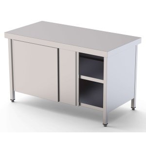 Mesa de Trabajo Acero inoxidable Central Con Puerta Abatible a 1 cara 800x600x850h mm WTC160080SW