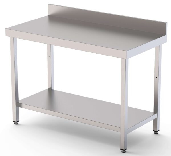 Mesa de Trabajo Acero inoxidable Mural Con 1 Estante 800x700x850h mm WTW170080S1