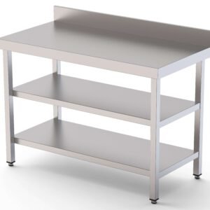 Mesa de Trabajo Acero inoxidable Mural Con 2 Estante 1000x500x850h mm WTW150100S2