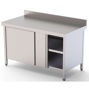 Mesa de Trabajo Acero inoxidable Mural Con Puerta Corredera a 1 cara 2800x900x850h mm WTW190280SD