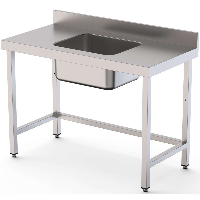 Mesa de Trabajo Acero Inoxidable Mural Sin Estante y Con Cubeta Central 2000x600x850h mm WTW16020CB0