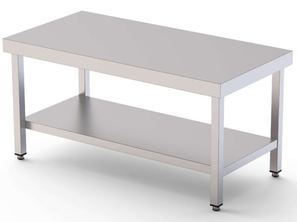 Mesa de Trabajo Acero Inoxidable Baja Central Con 1 Estante 2000x700x600h mm WTC270200S1