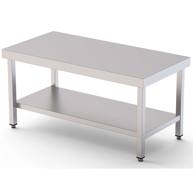 Mesa de Trabajo Acero Inoxidable Baja Central Con 1 Estante 1200x700x600h mm WTC270120S1