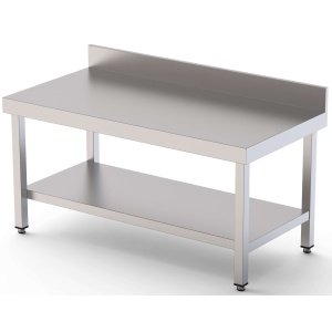 Mesa de Trabajo Acero Inoxidable Baja Mural Con 1 Estante 1000x700x600h mm WTW270100S1