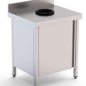 Mesa de Trabajo Acero Inoxidable Mural Con Puerta y Aro Desbarazado 700x700x850h mm WTW170070WD