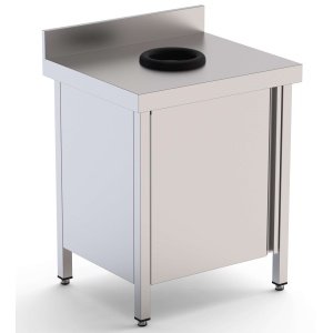 Mesa de Trabajo Acero Inoxidable Mural Con Puerta y Aro Desbarazado 700x600x850h mm WTW160070WD