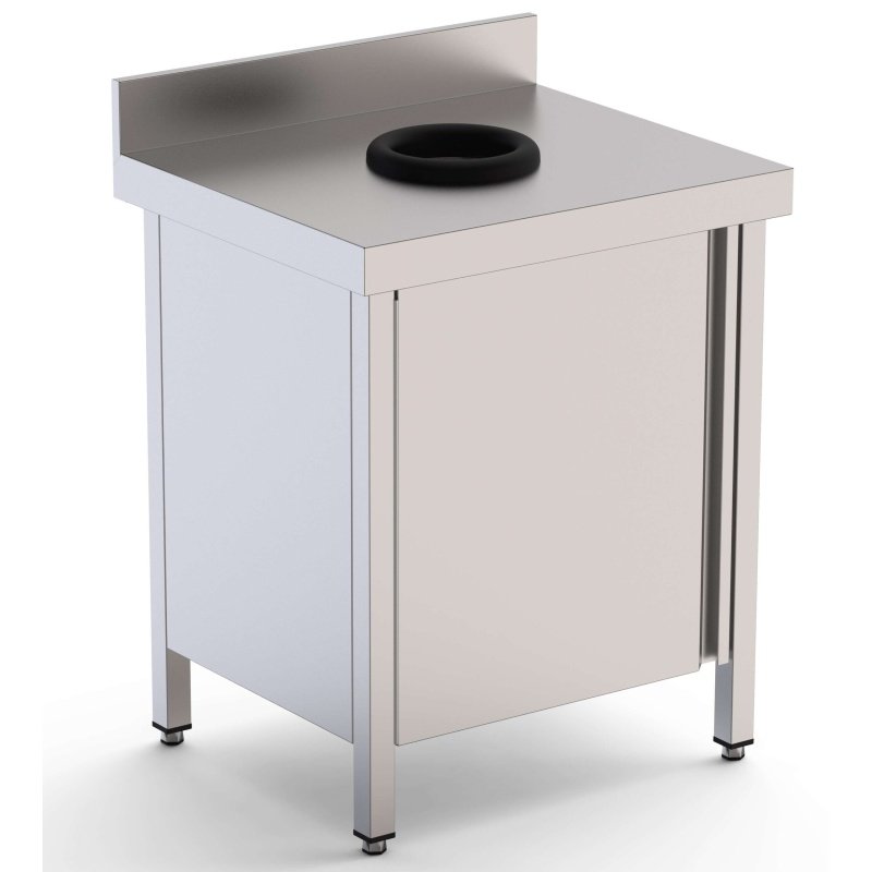 Mesa de Trabajo Acero Inoxidable Mural Con Puerta y Aro Desbarazado 700x700x850h mm WTW170070WD