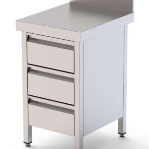 Mesa de Trabajo Acero Inoxidable Mural Con Cajones 500x600x850h mm WTW160050D3
