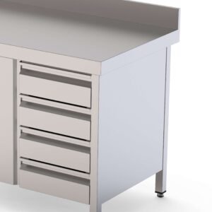 Módulo de 4 Cajones Acero Inoxidable Para Mesa Fondo 600 400x510x590h mm WTA060040D4
