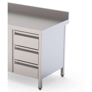 Módulo de 3 Cajones Acero Inoxidable Para Mesa Fondo 600 400x510x590h mm WTA060040D3