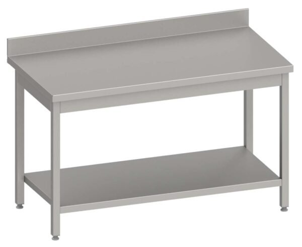 Mesa Mural acero inoxidable AISI 201 con estante 1500x600x850 mm MM156 Línea Varsovia (950046150)