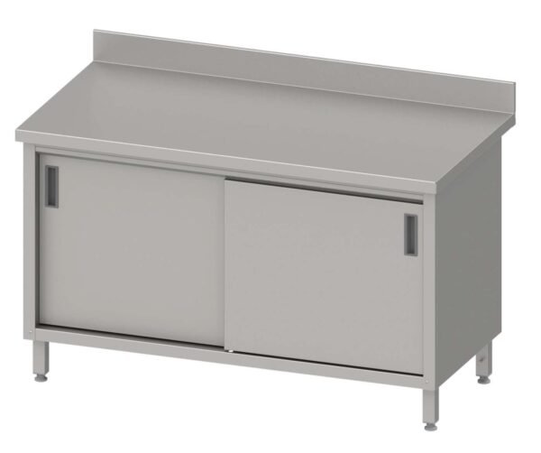 Mesa Mural acero inoxidable AISI 201 con puertas correderas 1400x600x850 mm MMPC146 Línea Varsovia (950186140)