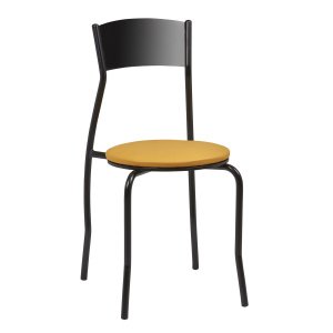 Silla Interior Armazón Plastificado Negro y Asiento Tapizado ASIA TAP