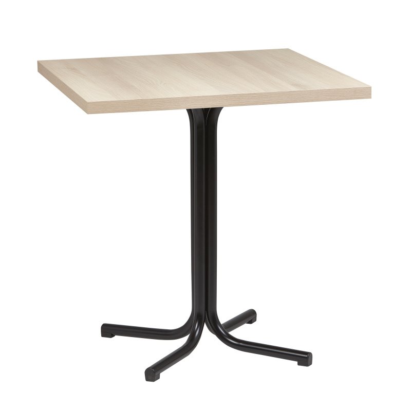 Mesa Interior Armazón Plastificado Negro con Tablero de Melamina Acacia 70x70 cm MERIDA ACA