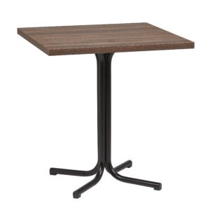 Mesa Interior Armazón Plastificado Negro con Tablero de Melamina Nogal 70x70 cm MERIDA NOG