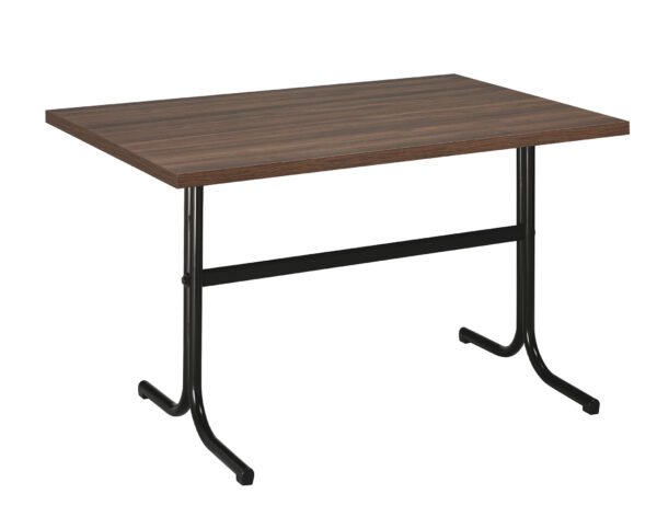 Mesa Interior Armazón Plastificado Negro con Tablero de Melamina Nogal 110x70 cm PLASENCIA NOG