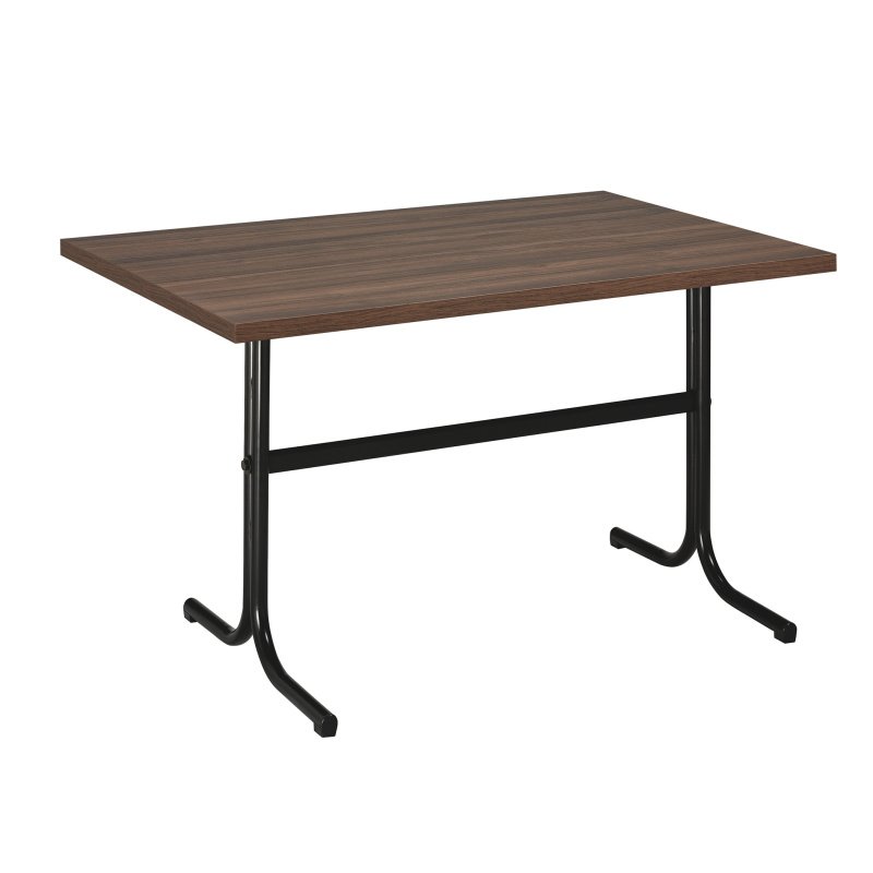 Mesa Interior Armazón Plastificado Negro con Tablero de Melamina Nogal 110x70 cm PLASENCIA NOG
