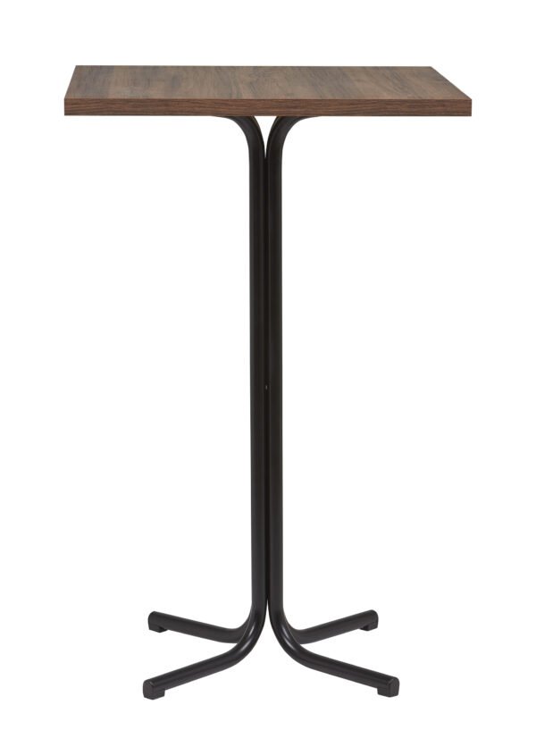 Mesa Alta Interior Armazón Plastificado Negro con Tablero de Melamina Nogal 60x60 cm TRUJILLO NOG