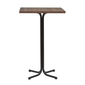 Mesa Alta Interior Armazón Plastificado Negro con Tablero de Melamina Nogal 60x60 cm TRUJILLO NOG