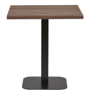 Mesa Interior Armazón Plastificado Negro con Tablero de Melamina Nogal 70x70 cm ROMA NOG