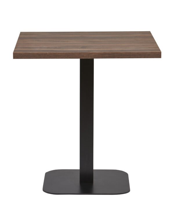 Mesa Interior Armazón Plastificado Negro con Tablero de Melamina Nogal 70x70 cm ROMA NOG