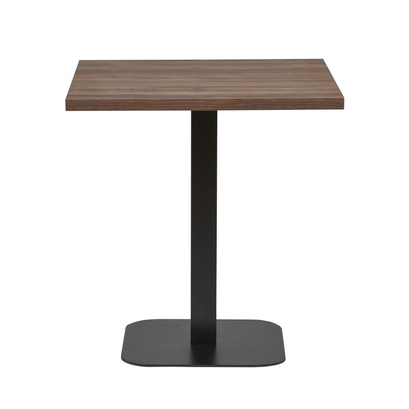 Mesa Interior Armazón Plastificado Negro con Tablero de Melamina Nogal 70x70 cm ROMA NOG