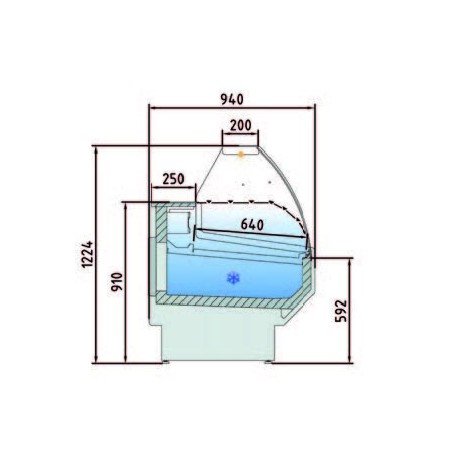 Vitrina Refrigerada Cristal Curvo pastelería Fondo 900 dim.1055x940x1235h mm Línea Córdoba VEPD-9-10-C - Imagen 2