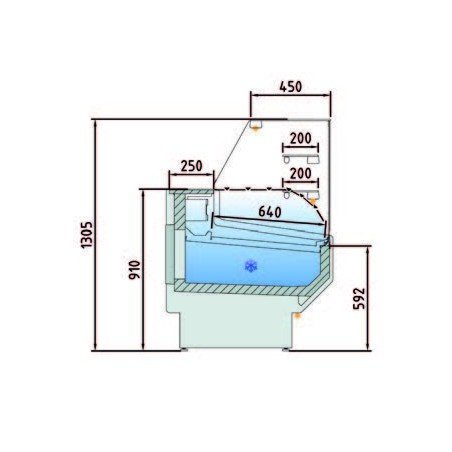 Vitrina Refrigerada Cristal Recto pastelería Fondo 900 dim.1055x940x1235h mm Línea Córdoba VEPD-9-10-RR - Imagen 2